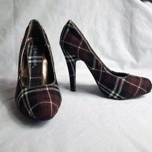 Wild Diva Women's Plaid Pumps Heels Shoes